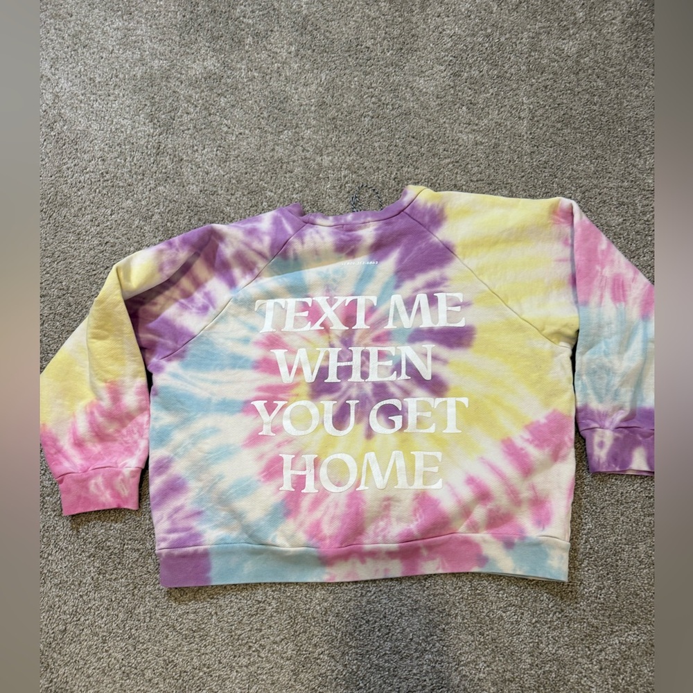 NWOT Lonely Ghost Text Me When‎ You Get Home tie-dye crewneck Small